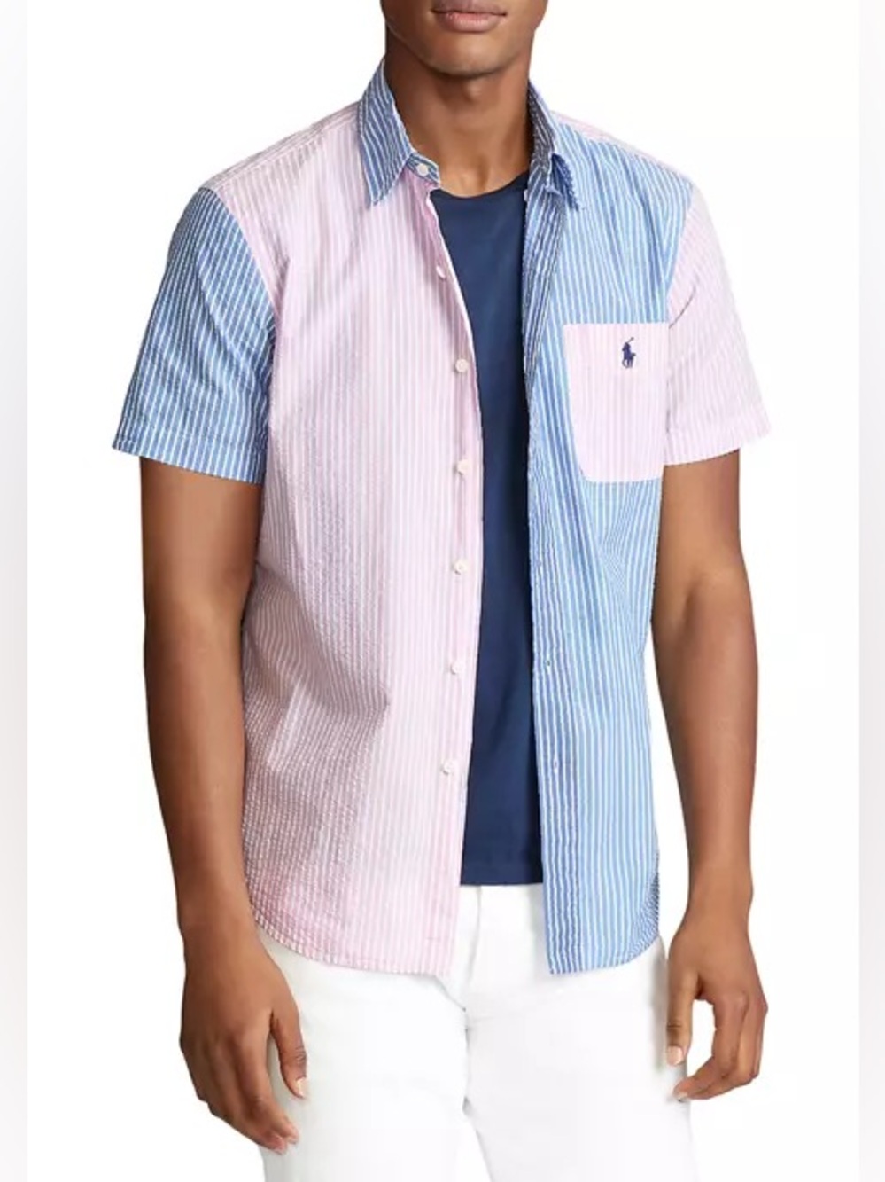 Polo Ralph Lauren Short Sleeve Cotton Oxford Shirt,Pink/Blue Sz XXL NWT